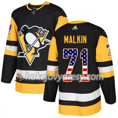 Pánské Hokejový Dres Pittsburgh Penguins Evgeni Malkin 71 2017-2018 USA Flag Fashion Černá Adidas Authentic